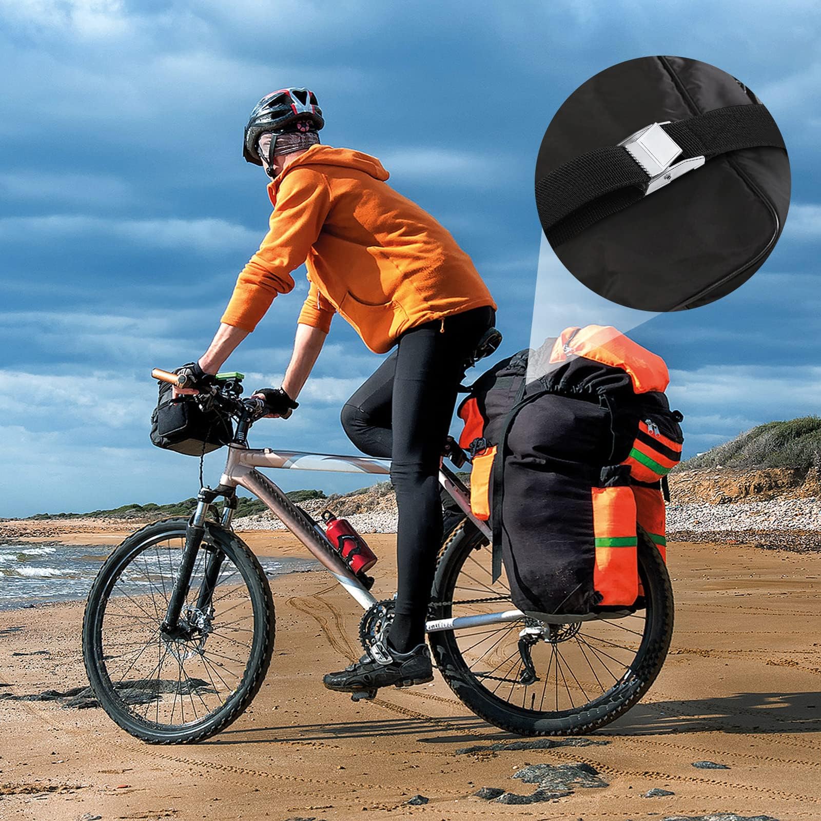 Cinghie A Cricchetto 25mm X 6m Con Fibbia A Camma – Capacità 113 Kg Per Bici, Tetto, Rimorchio – 1 Pezzo (Nero)