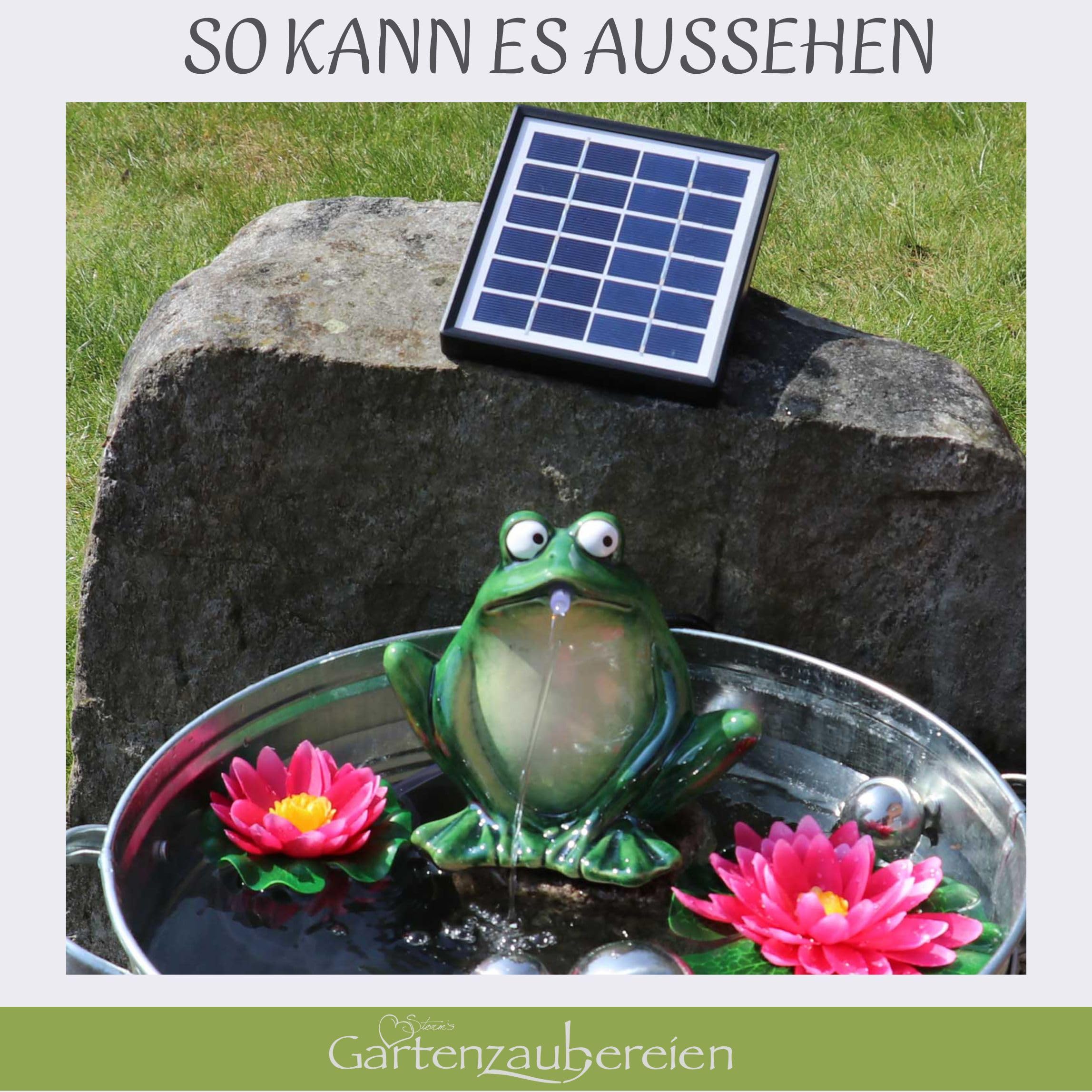 Gartenzaubereien Purgeur d'eau Grenouille Vert foncé céramique Pompe Solaire