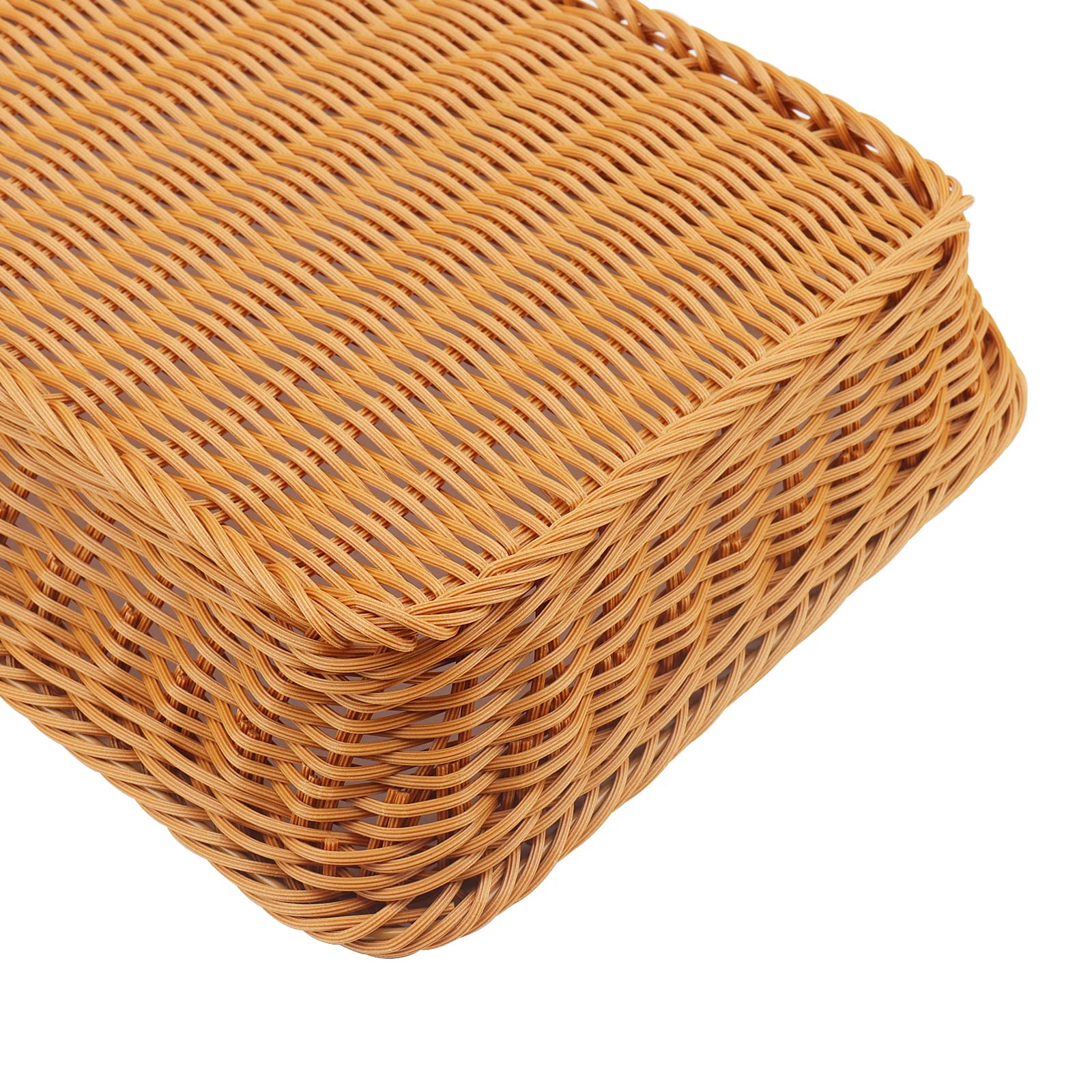MANCHAP 2 PCS 35 x 25 x 7.5cm Rectangular Poly Wicker Basket, Imitation Rattan Fruit Basket Wicker - Image 3