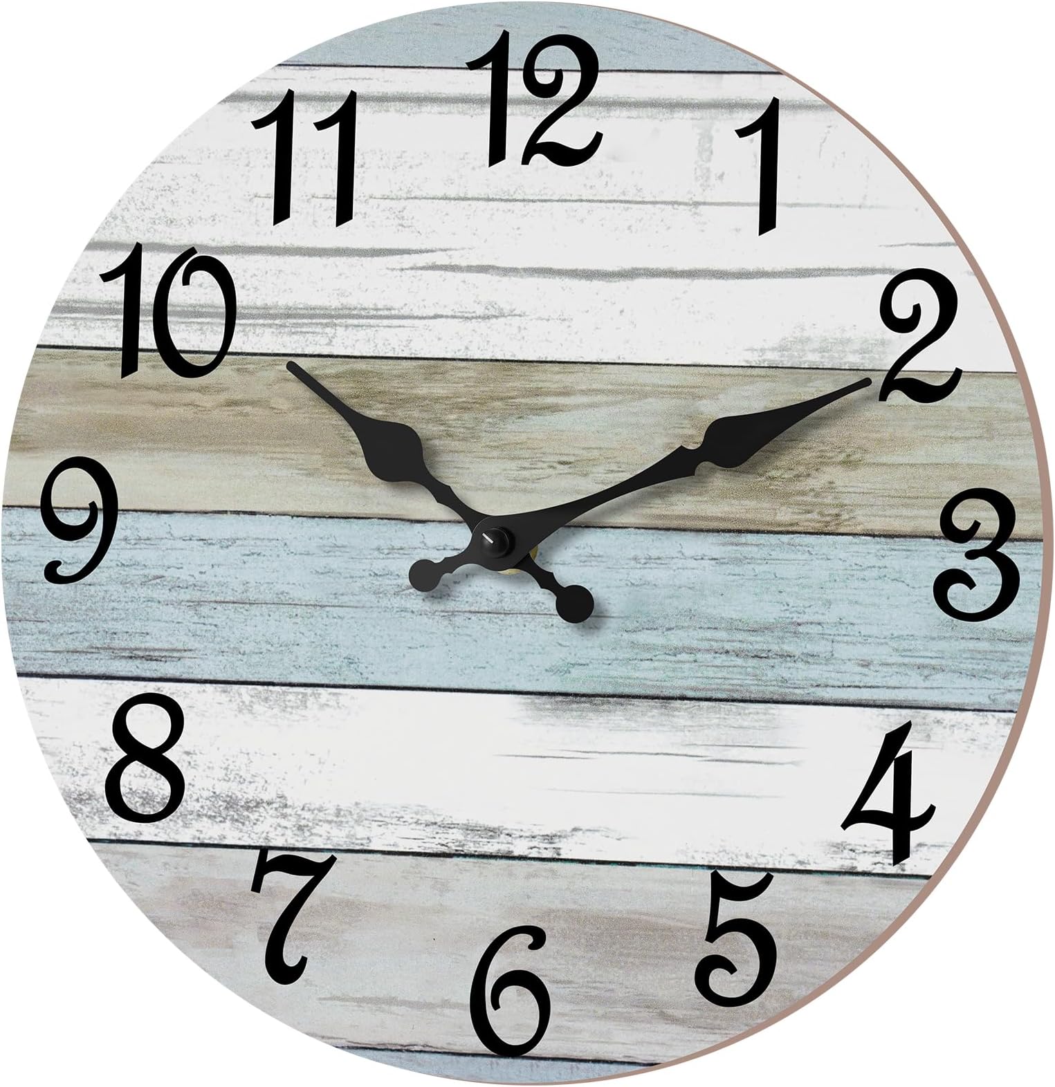 CHYLIN Wall Clock - 18 Inch Larger Silent Non Ticking Wall Clocks Battery Operated, Wooden Rustic Farmhouse Clock Decorative for Living Room, Kitchen (Blue)