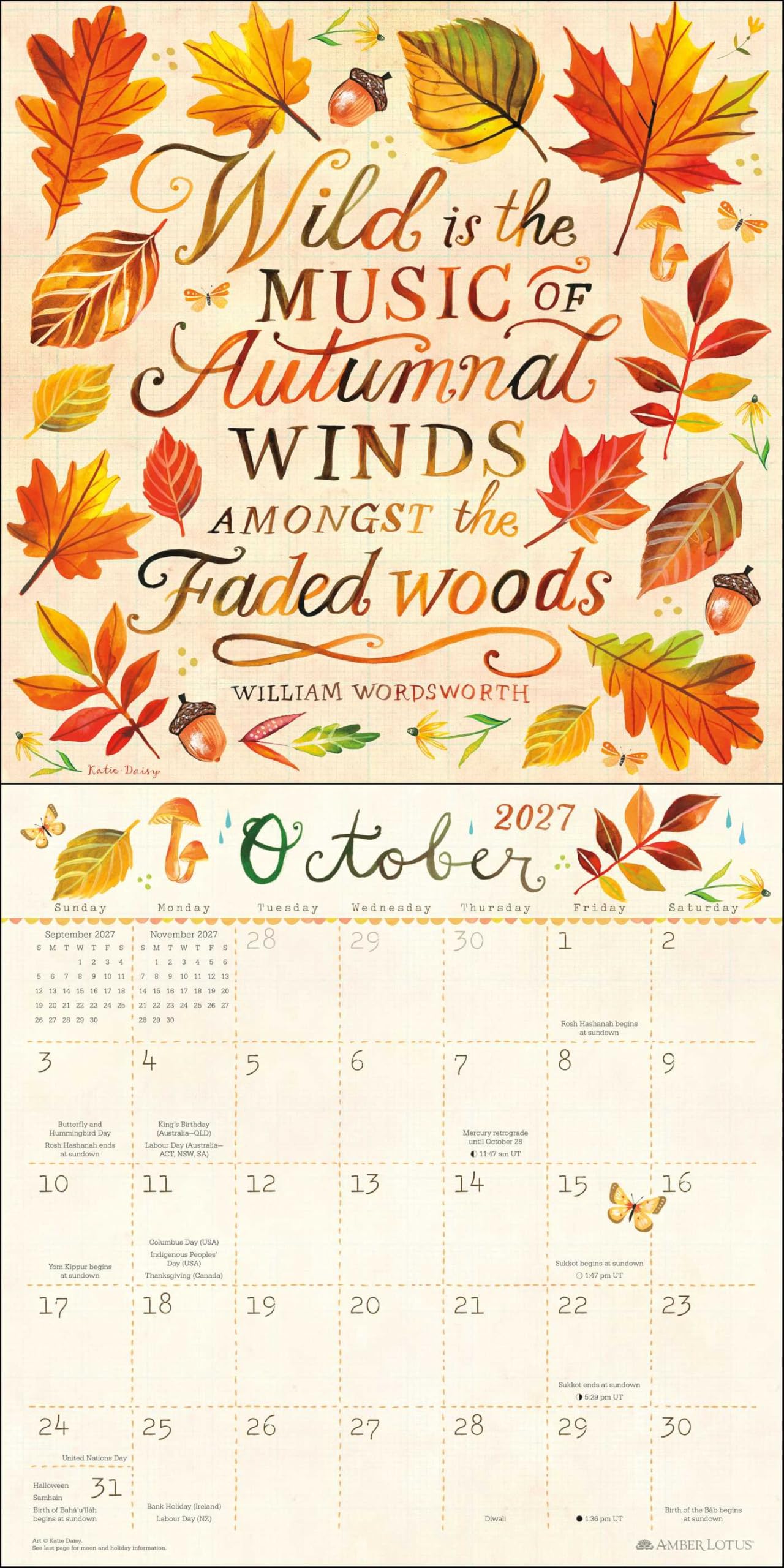 Katie Daisy 2027 Wall Calendar: Hello Wildflower