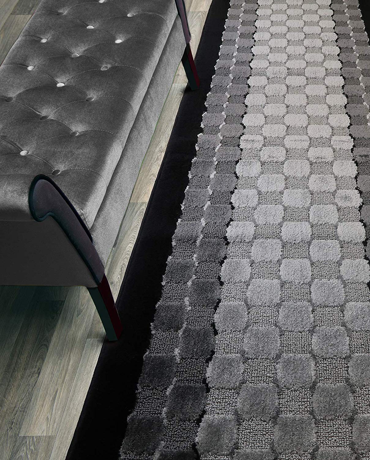 15 ft Long Non-Slip Washable Carpet Runner Rug with Rubber Backing, Custom Floor Mat for Kitchen Hallway Stairs Bedroom Bathroom Entryway, Checkered