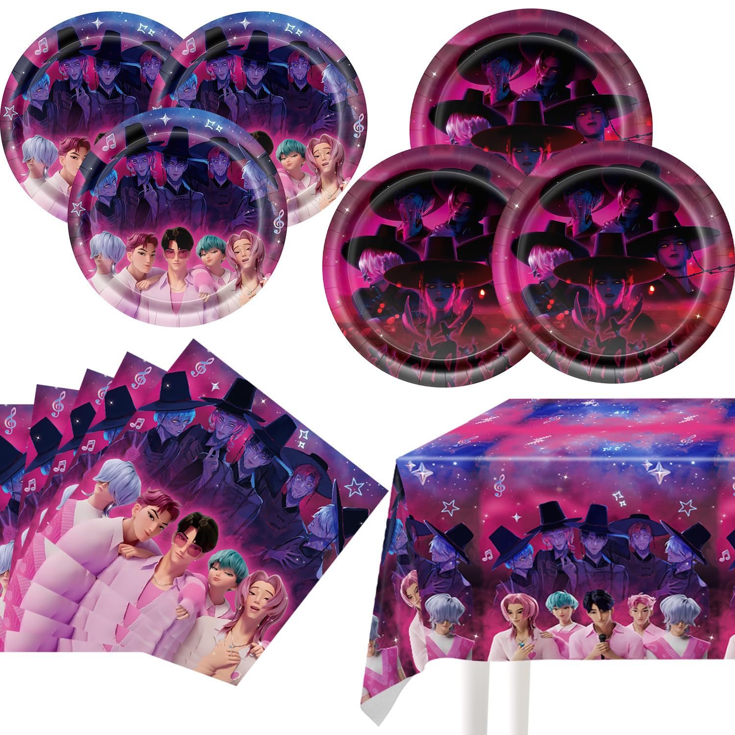 Kpop Demon Hunters Vaisselle Anniversaire Assortiments Decoration Serviettes Décorations