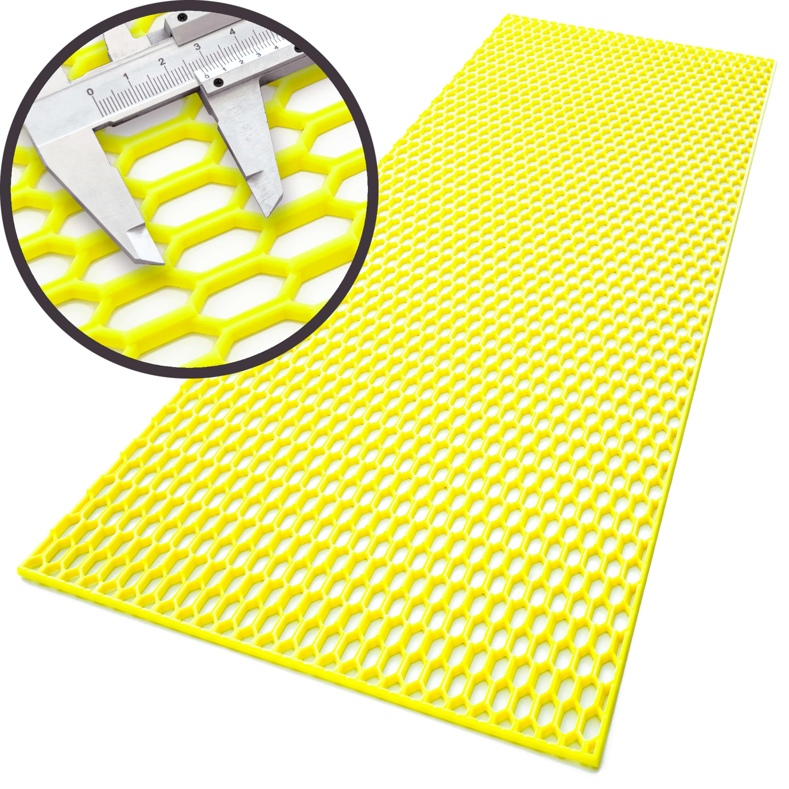 RECAMBO Grille de course en nid d'abeille 120 x 40 cm en plastique jaune fluo compatible avec grille avant, pare-chocs, entrée d'air – Découpable – Légère – Résistant aux intempéries – Aspect tuning