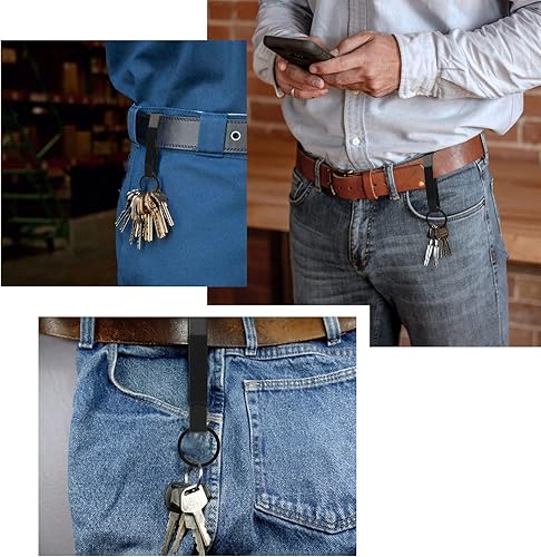 Miniatura 5 de Paquete de 4 llaveros para cinturón de servicio, clips de llaves de acero inoxidable para cinturón con 8 llaveros tácticos, ideal para policía,