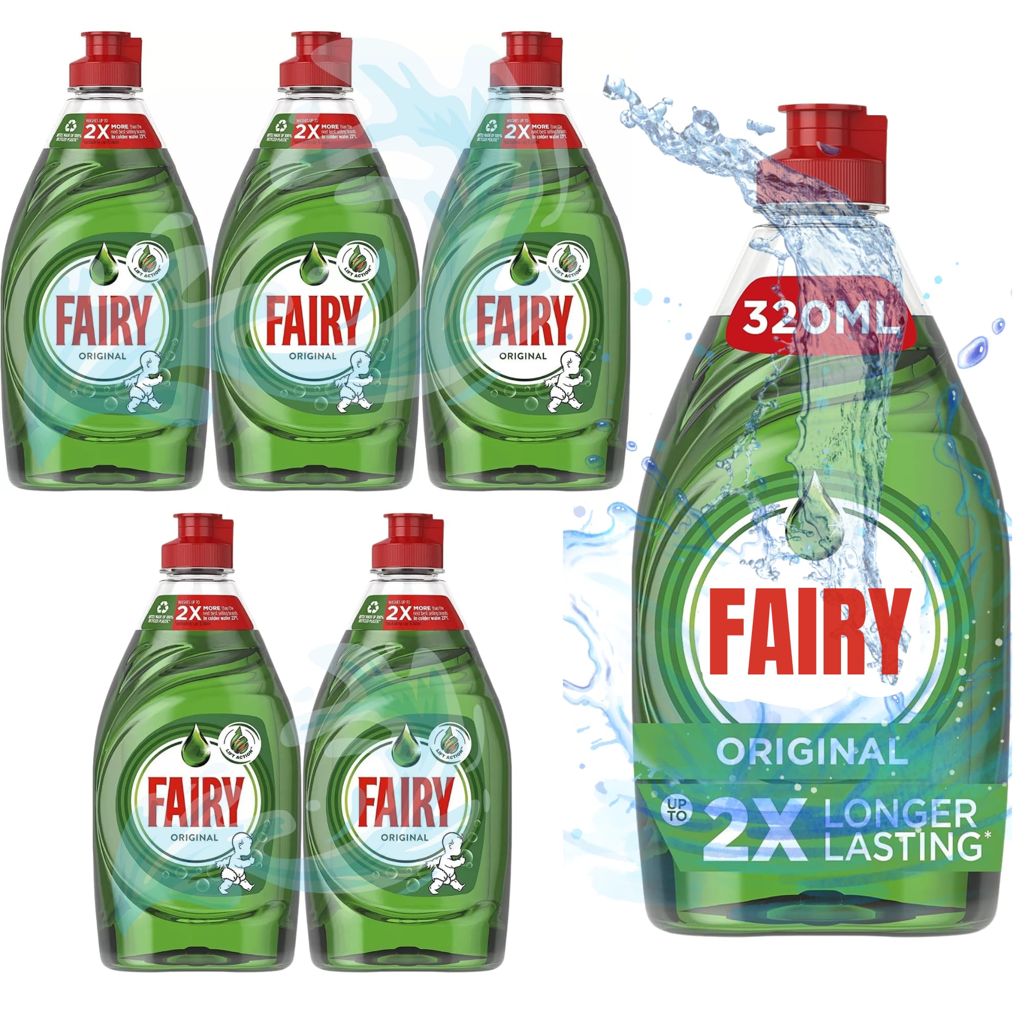 Washing Up Liquid | Fairy Liquid | Fairy Washing up Liquid | Dishwashing liquid | fairy liquid Washing up Liquid | Dish Soap | Dish washing liquid | washing Up Bulk (5 x 320ml) Sold by UMDA