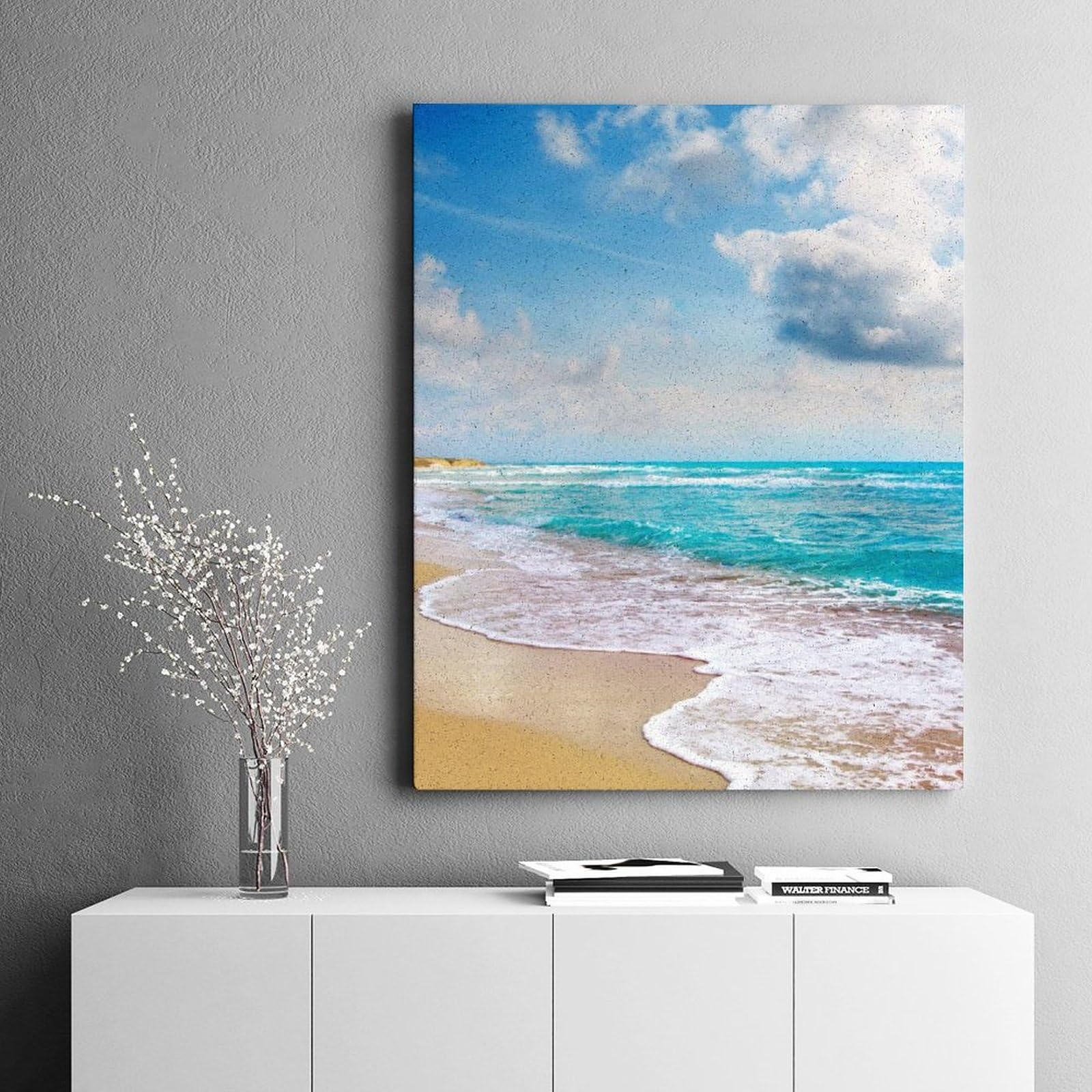 油絵(空) Amazon | 青い空と白い雲のビーチ 数字キットによる絵画 数字油絵 禅の