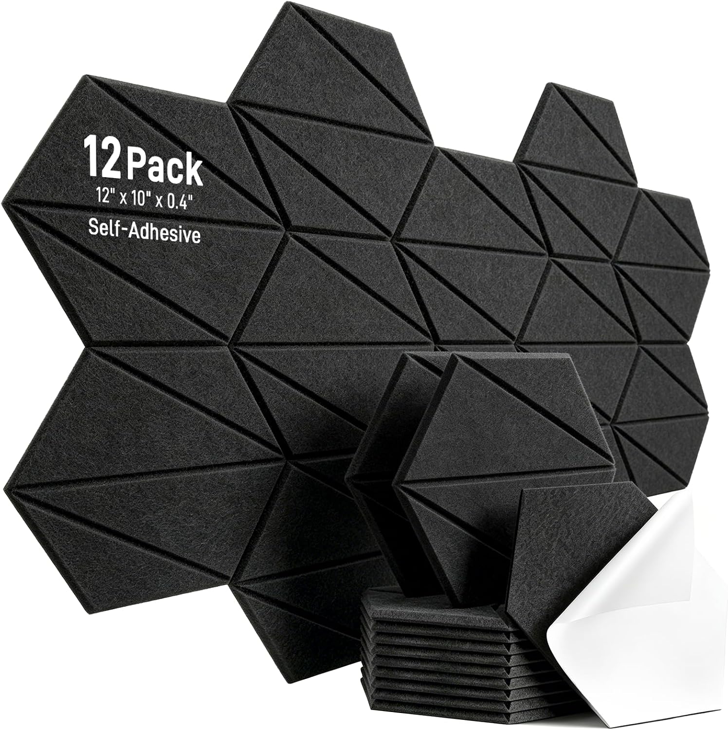 12 Pack Hexagon Acoustic Panels Self Adhesive, Z-Lines Design