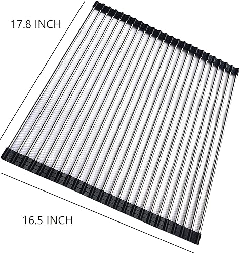 Miniatura 6 de Escurridor de platos enrollable sobre el fregadero, escurridor de platos portátil de acero inoxidable, escurridor de platos plegable, escurridor de