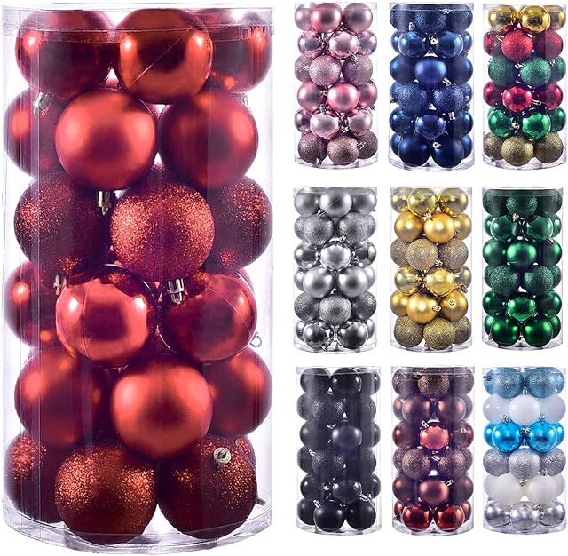 LUMINATERY Christmas Baubles, 30 PCS, 60 mm, Christmas Tree Decorations, for Home Party Gift and Christmas Baubles Ornaments (Red)