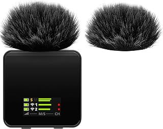 Geekria for Creators Furry Windscreen Compatible with Rode Wireless GO Gen 3 III, GO 2, PRO, ME Mic DeadCat Wind Cover Muff, Fluff Cover Windshield, Wind Noise Reduction (Black / 2 Pack)