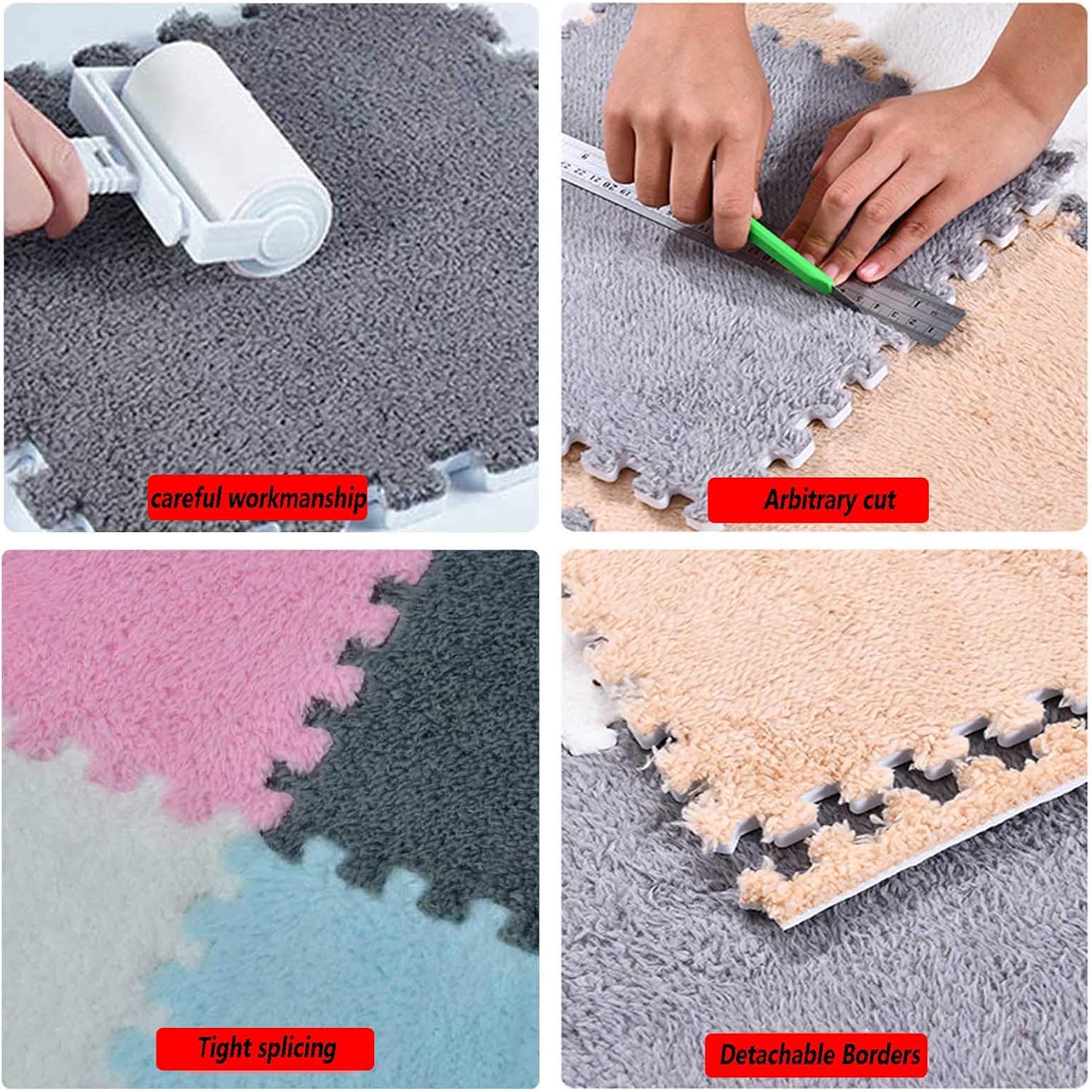 Joint Mat Baby Play Mat Edge EVA Kids Floor Protection Non-Toxic Anti-Slip Kids Play Area/Living Room/Bedroom/Gym/Home Decoration White+Blue+Green 1cm (White+Gray 0 6cm)