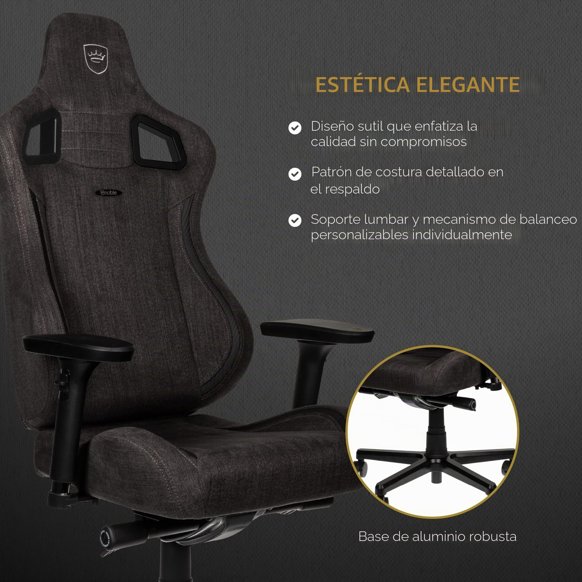 Noblechairs Epic TX Silla de Oficina Ergonómica Tela TX | Silla de oficina ergonómica, con ruedas, ideal escritorio y teletrabajo