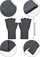 Vista 5 de Guantes sin dedos para mujer, guantes de medio dedo de invierno, elásticos, sin dedos, unisex