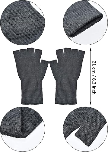 Miniatura 5 de Guantes sin dedos para mujer, guantes de medio dedo de invierno, elásticos, sin dedos, unisex