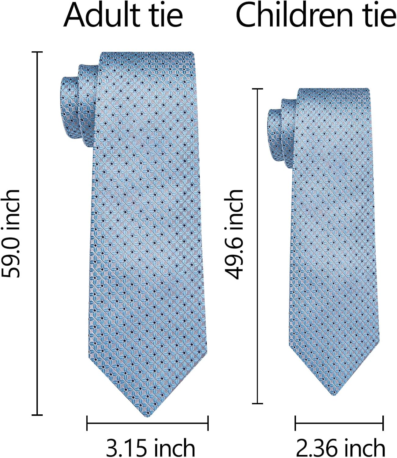 DiBanGu Silk Father and Son Tie 2PCS Set for Mens and Boys Necktie & Pocket Square Cufflinks Adult and Kids Necktie