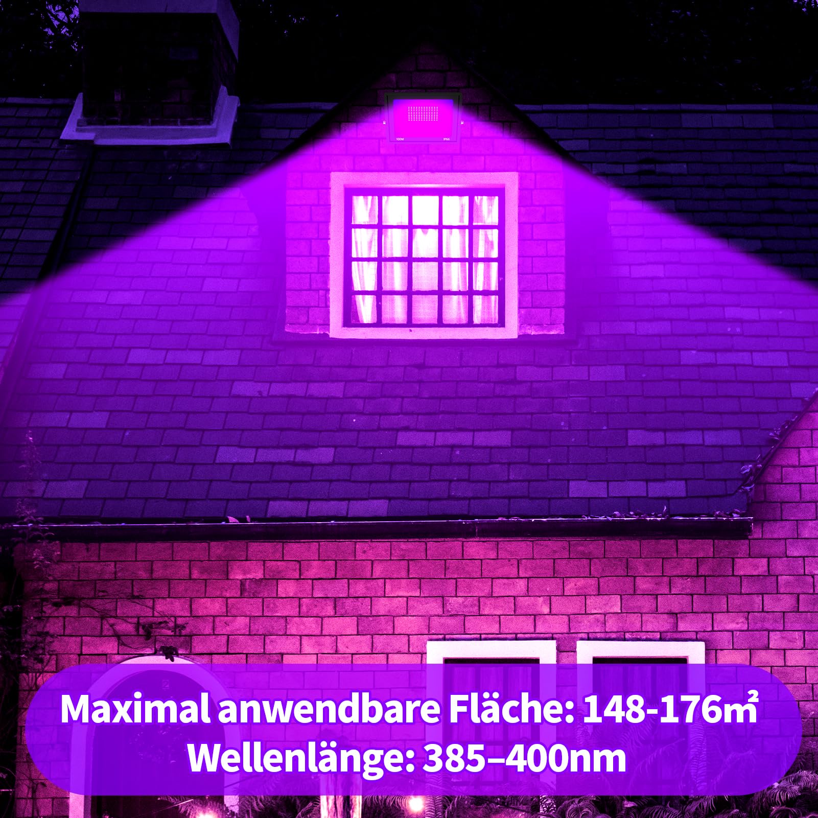 100W Schwarzlichtlampe, 3 Brightness Schwarzlicht, P66 Wasserdicht Schwarzlicht Strahler, UV Licht Mit 1.5m Netzkabel Stecker Schalter, Schwarzlicht Led für Party Disco, Neonfarben, Aquarium