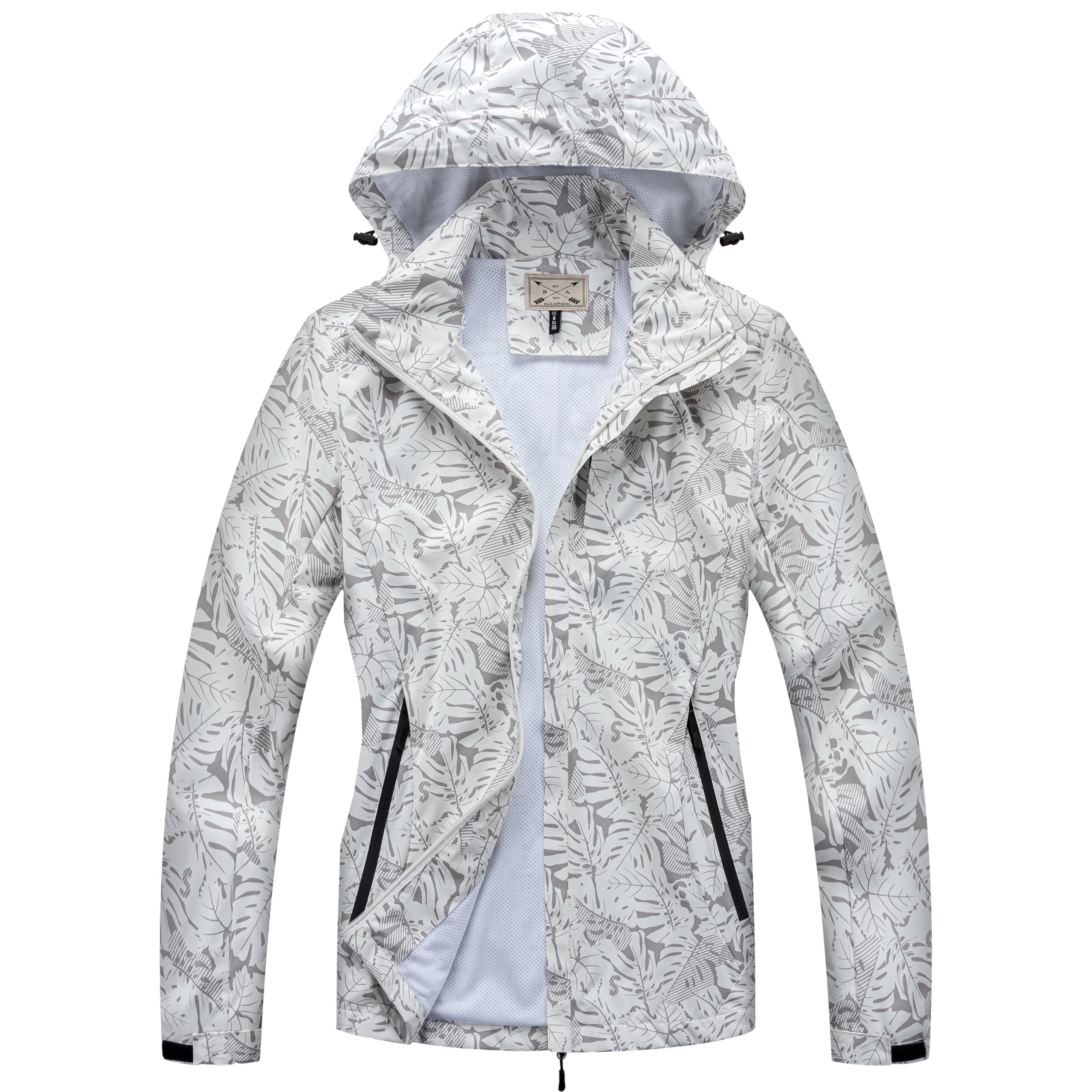 Blu Apparel Veste imperméable légère pour femme - Veste de randonnée respirante imprimée