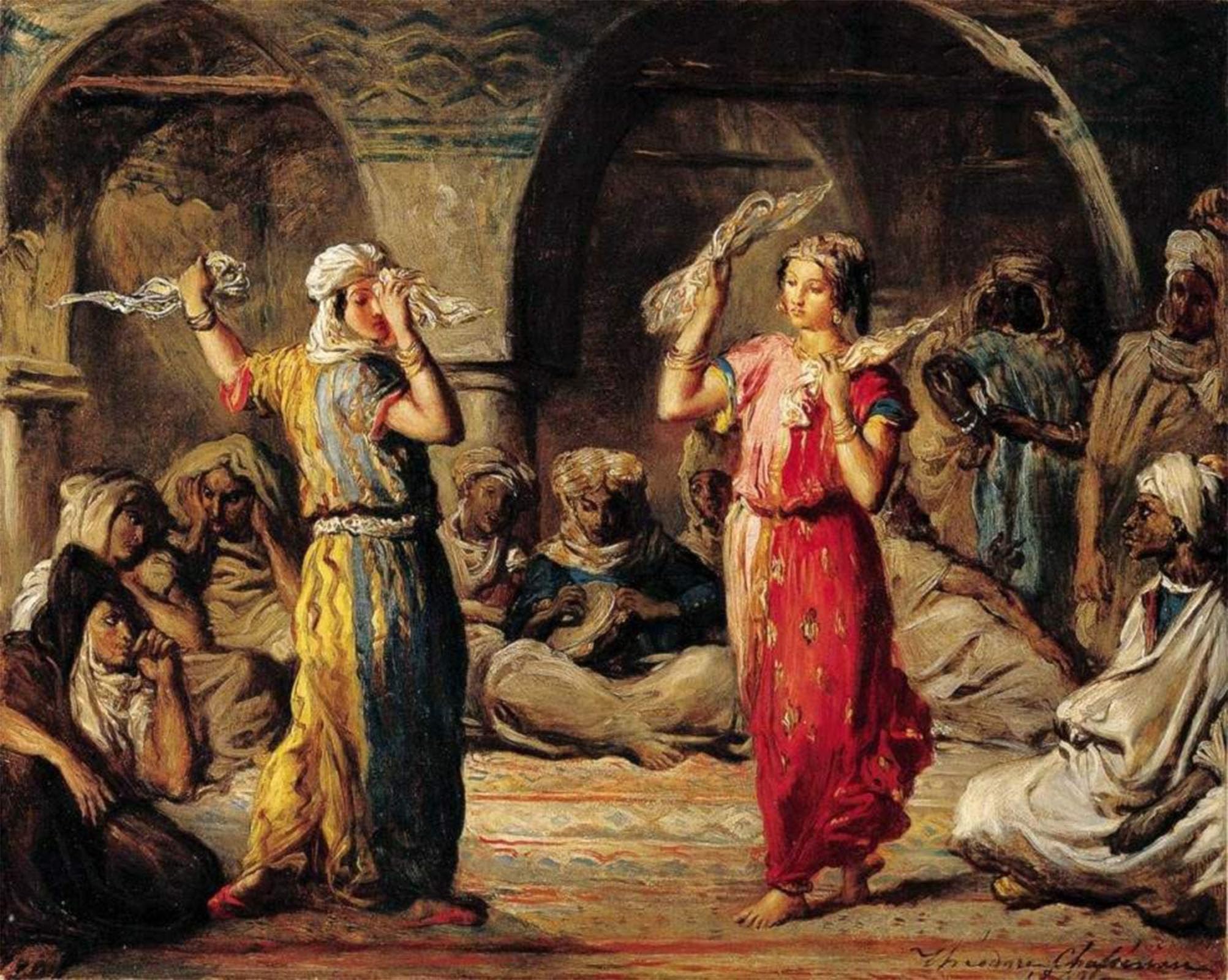 POSTERIIk Famous Animal Posters Vintage Picture Moroccan Dance with Handkerchiefs by Theodore Chasseriau Modern Wall Decor for Home Decor 60x90cm