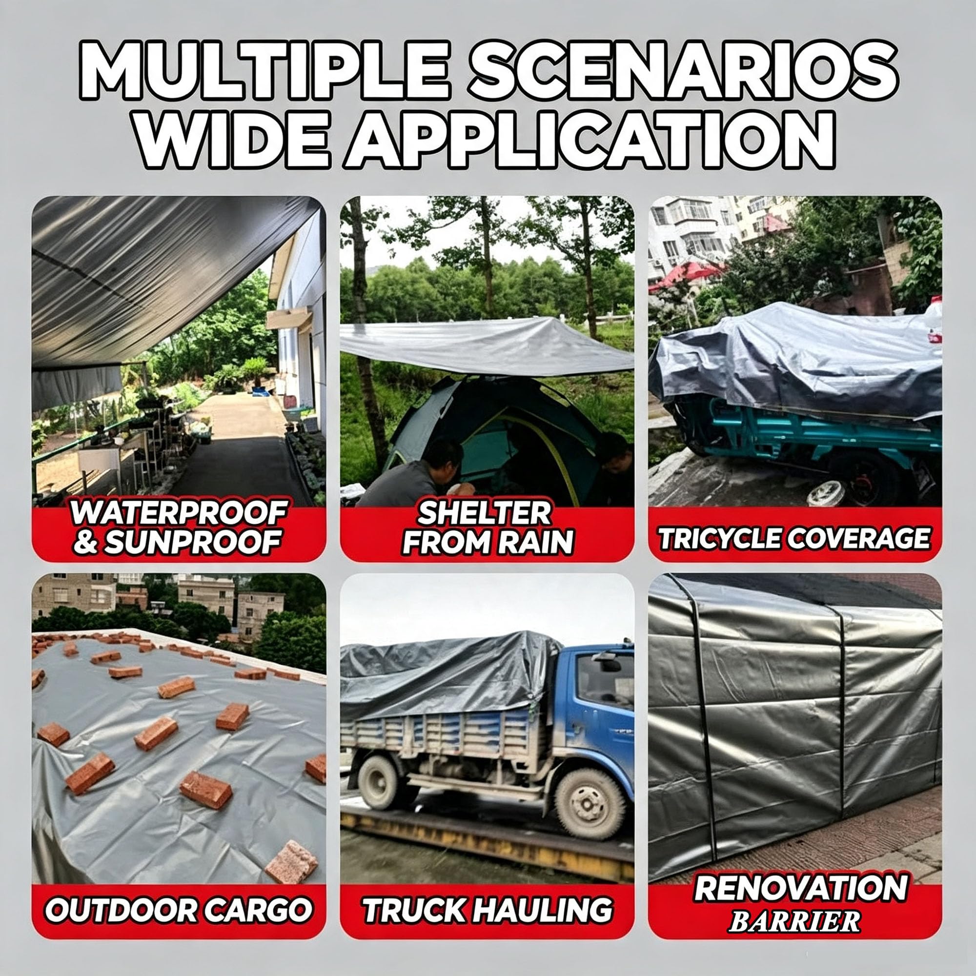2X10m Telone da Giardino,Telo Impermeabile Esterno,Tenda Robusta | Telone di copertura con occhielli,antistrappo, resistente ai raggi UV,per Barche,Legno,Piscina,Mobili da giardino,Auto
