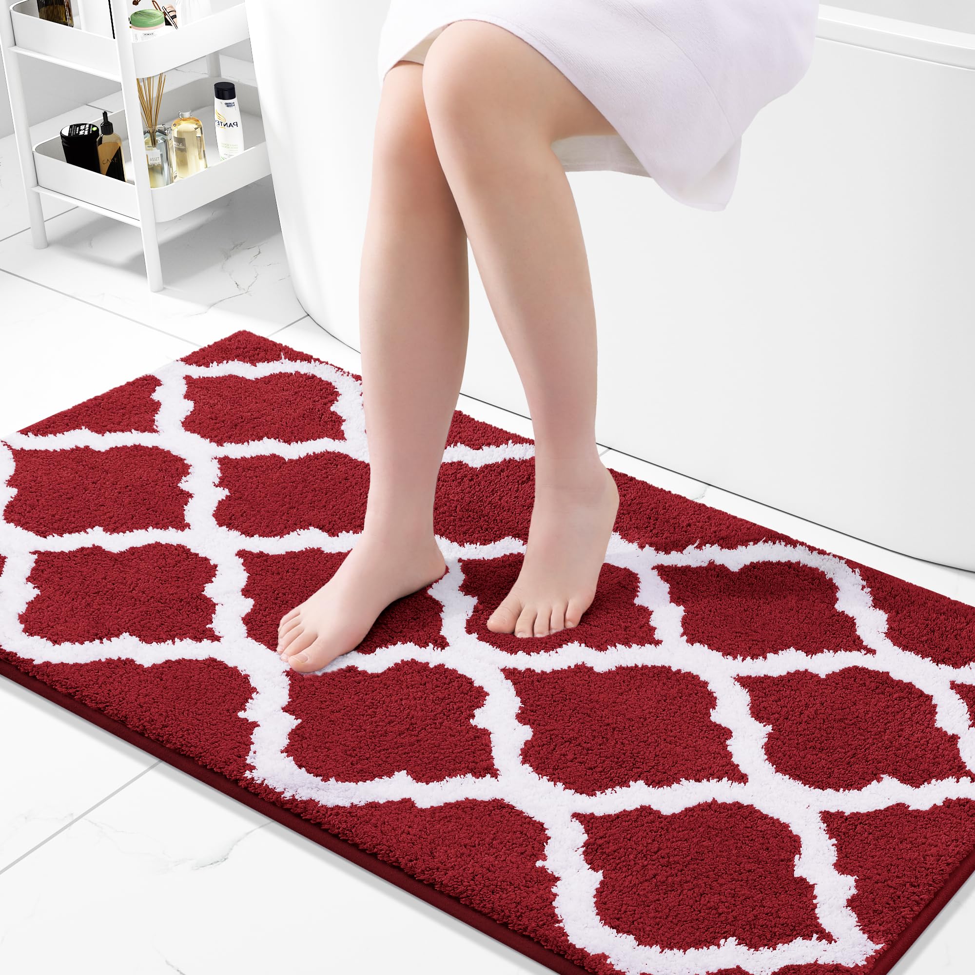 OLANLY Bathroom Rugs 44x24, Soft and Absorbent Microfiber Bath Rugs, Non-Slip Shaggy Shower Carpet, Machine Wash Dry, Bath Mats for Bathroom Floor,