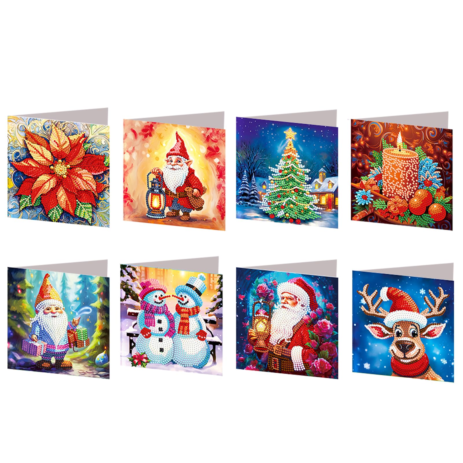 POETRYDRAW 8Pcs Christmas Goblin DIY Diamond Art Painting Greeting Card Set with Envelopes Crystal Painting Art Greeting Cards for Beginner Adult Holiday Crafts Gifts (Christmas Goblin)