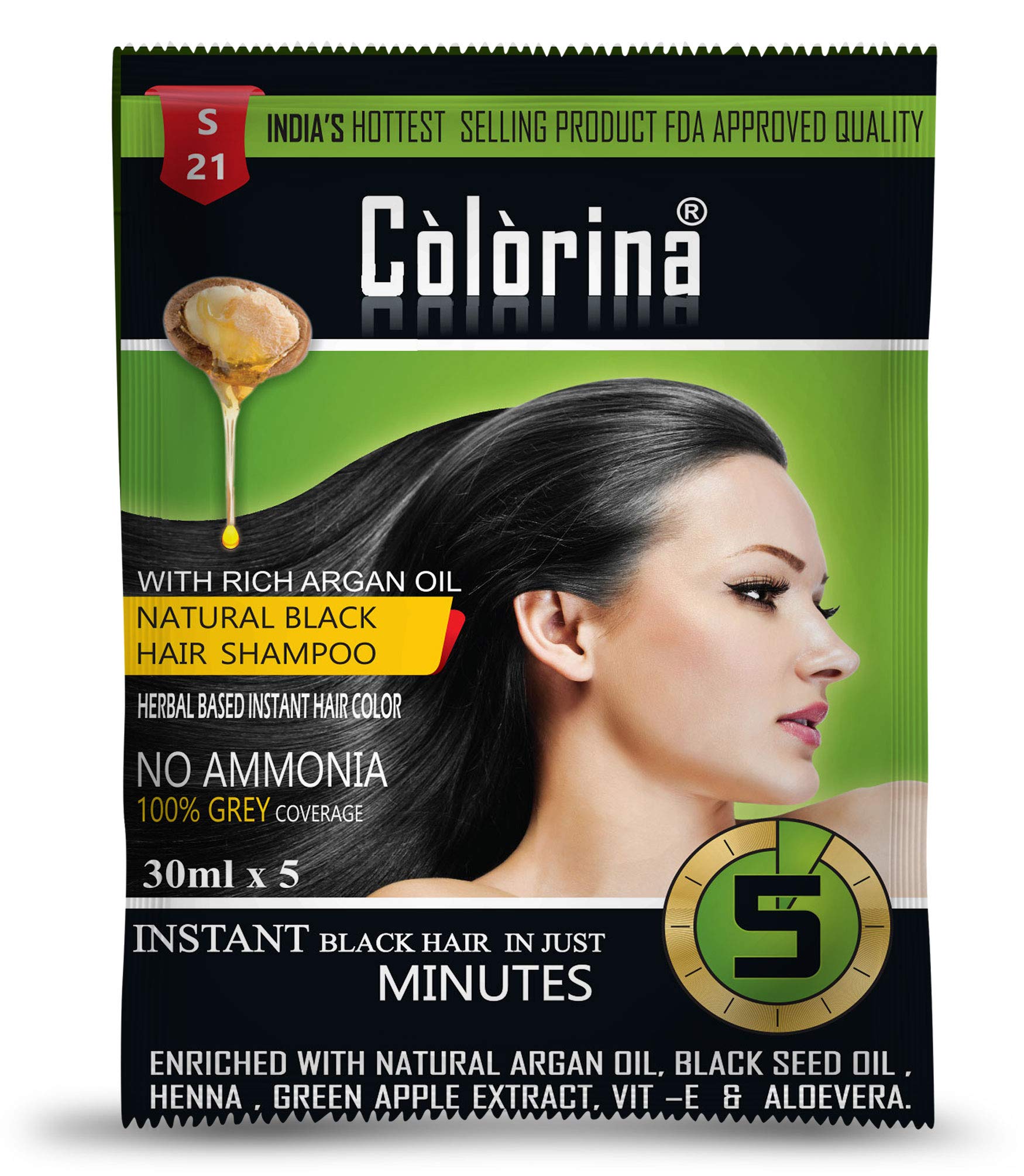 Buy Colorina Hair Color Shampoo (30 ml X 10 Sachet) Natural Black No