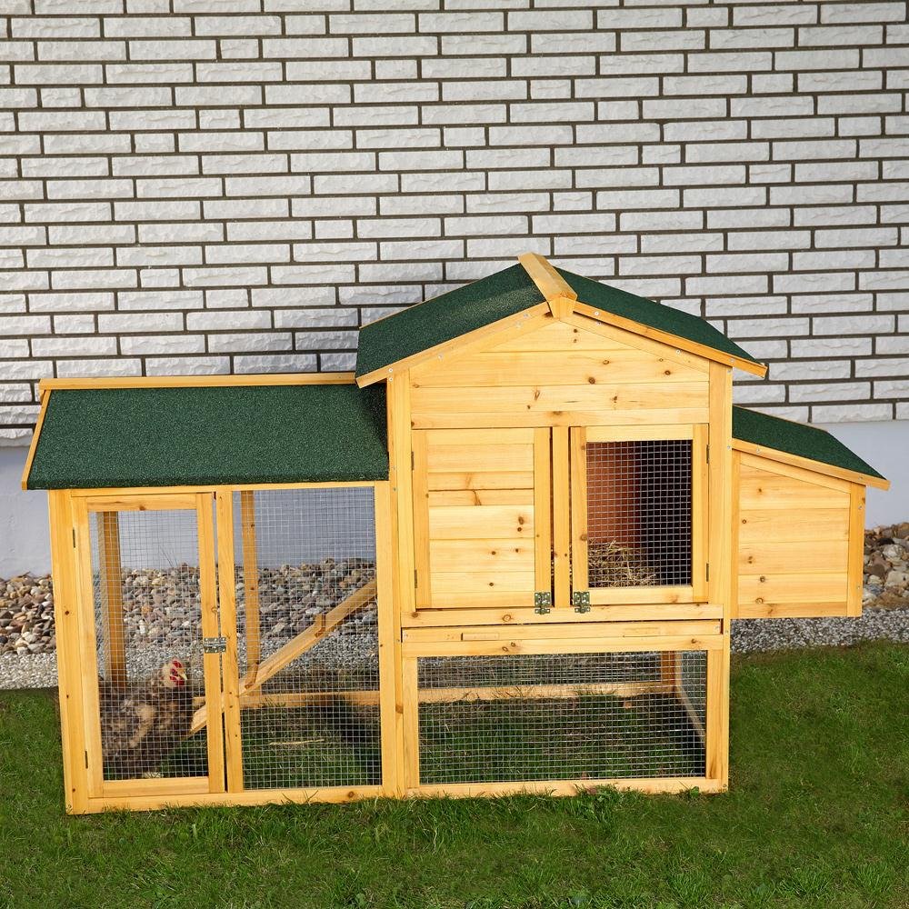 Melko Kurnik z wybiegiem dla 4-6 kur, kurnik 168 x 75 x 103 cm, woliera dla kur, w zestawie budka lęgowa z uchwytem na pokrywę, odporna na warunki atmosferyczne, ponieważ impregnowana