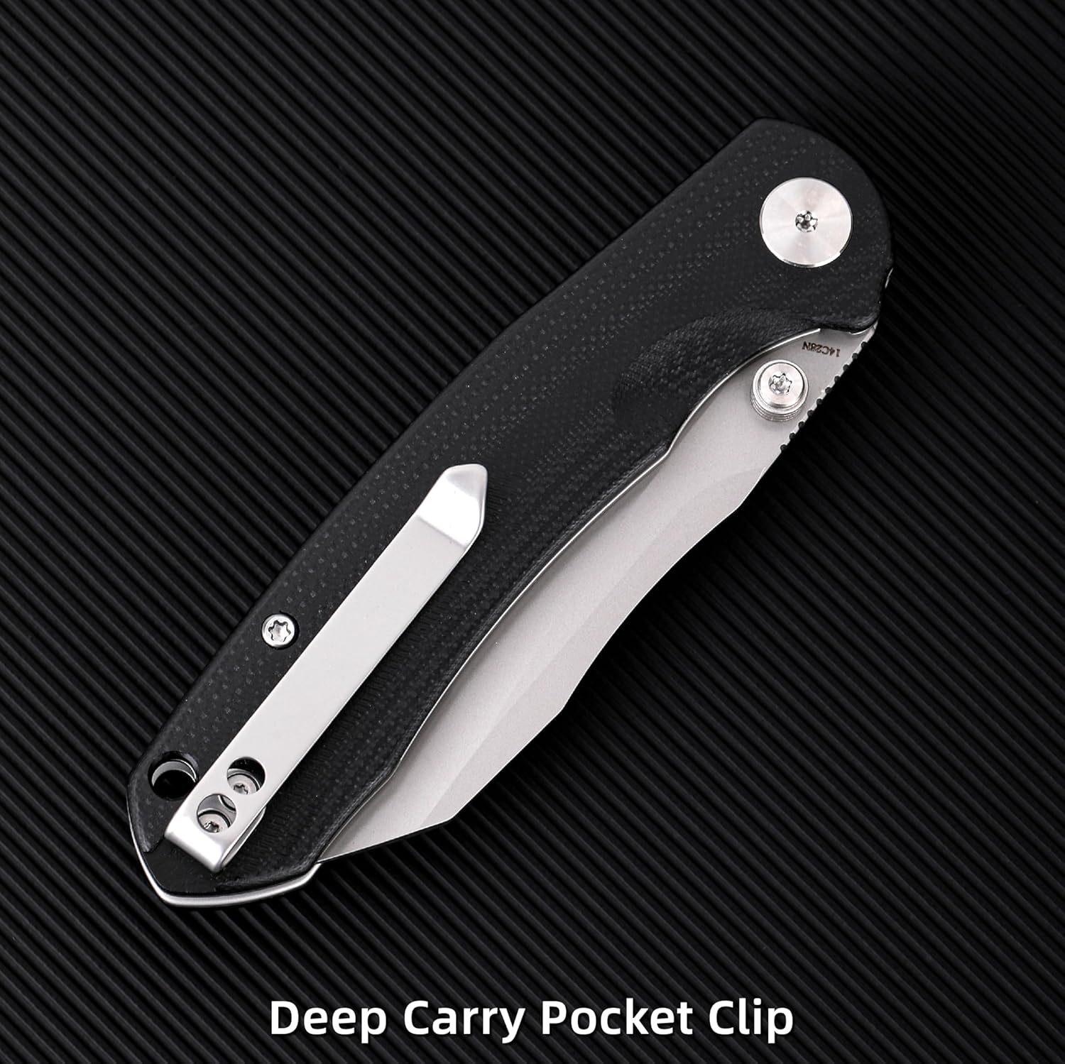 Folding Pocket Knife, 3.35" 14C28N Blade G10 Handle EDC Knife with Liner Lock, Small Pocket Knife with Clip for Men, Sharp Camping Hiking Hunting Survival Knives (Silver)