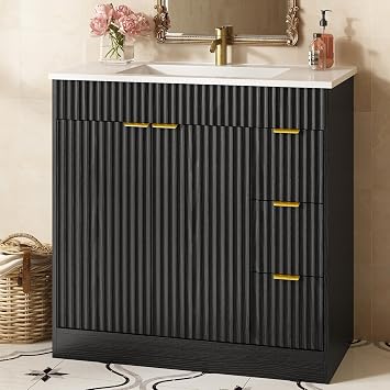 36" Bathroom Vanity with Sink Modern Black