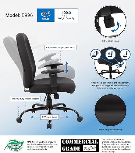 Miniatura 4 de Boss Office Products Silla de trabajo resistente, color negro