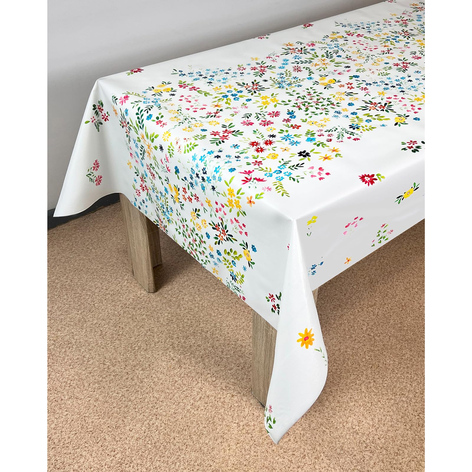 Tovaglia plastificata 140x500 cm | Tovaglia antimacchia in PVC adatta agli alimenti | Tovaglia per esterno impermeabile per giardino e cucina | Tovaglia resistente alle intemperie | Fiori Colorati