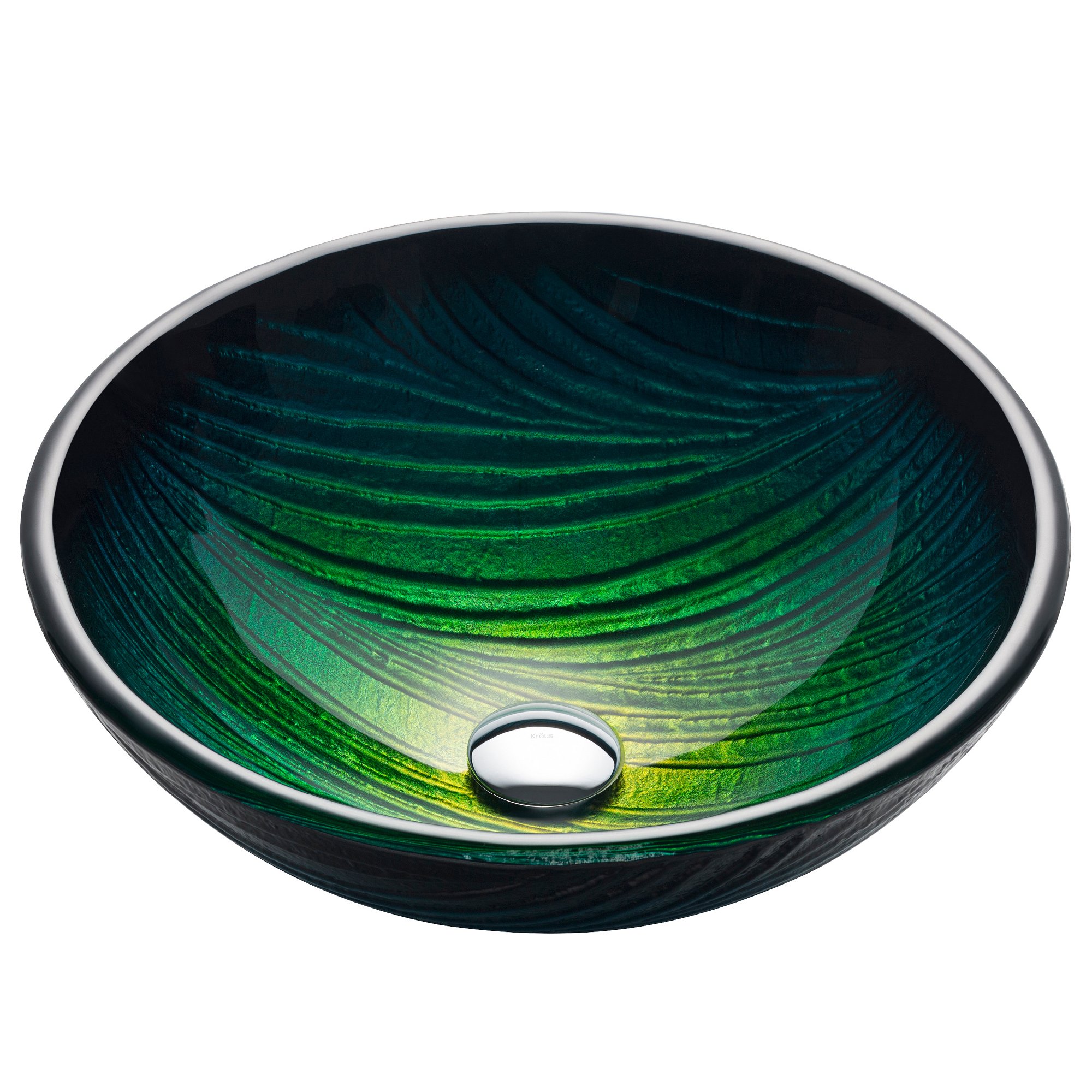 KRAUS Nature Series™ Round Green Glass Vessel Bathroom Sink, 17 inch GV-391-19mm