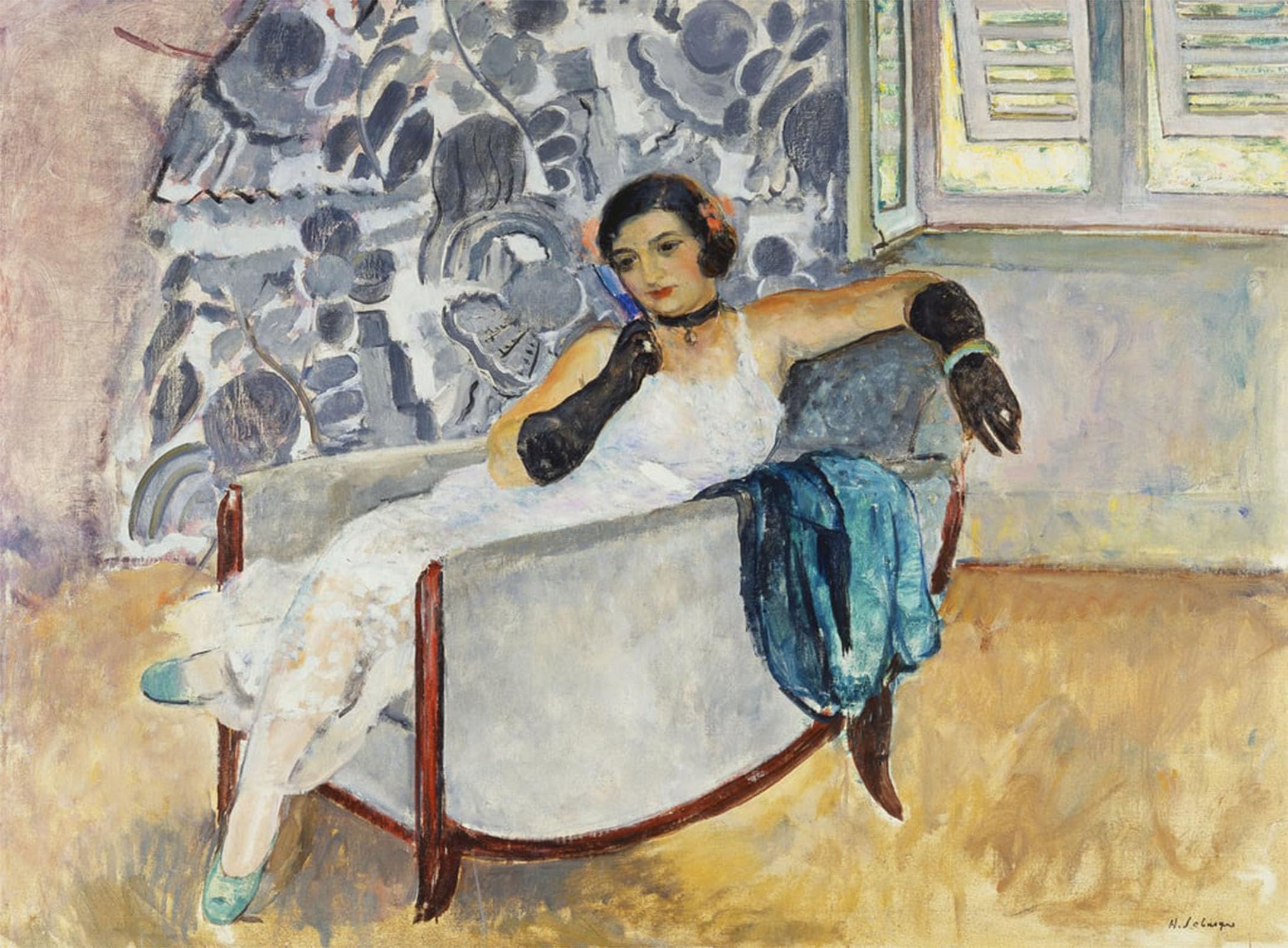 POSTERIIk Famous Print Pop Art Wall Art Graffiti Woman with Black Gloves by Henri Lebasque Art Prints for Home Decor 60x90cm