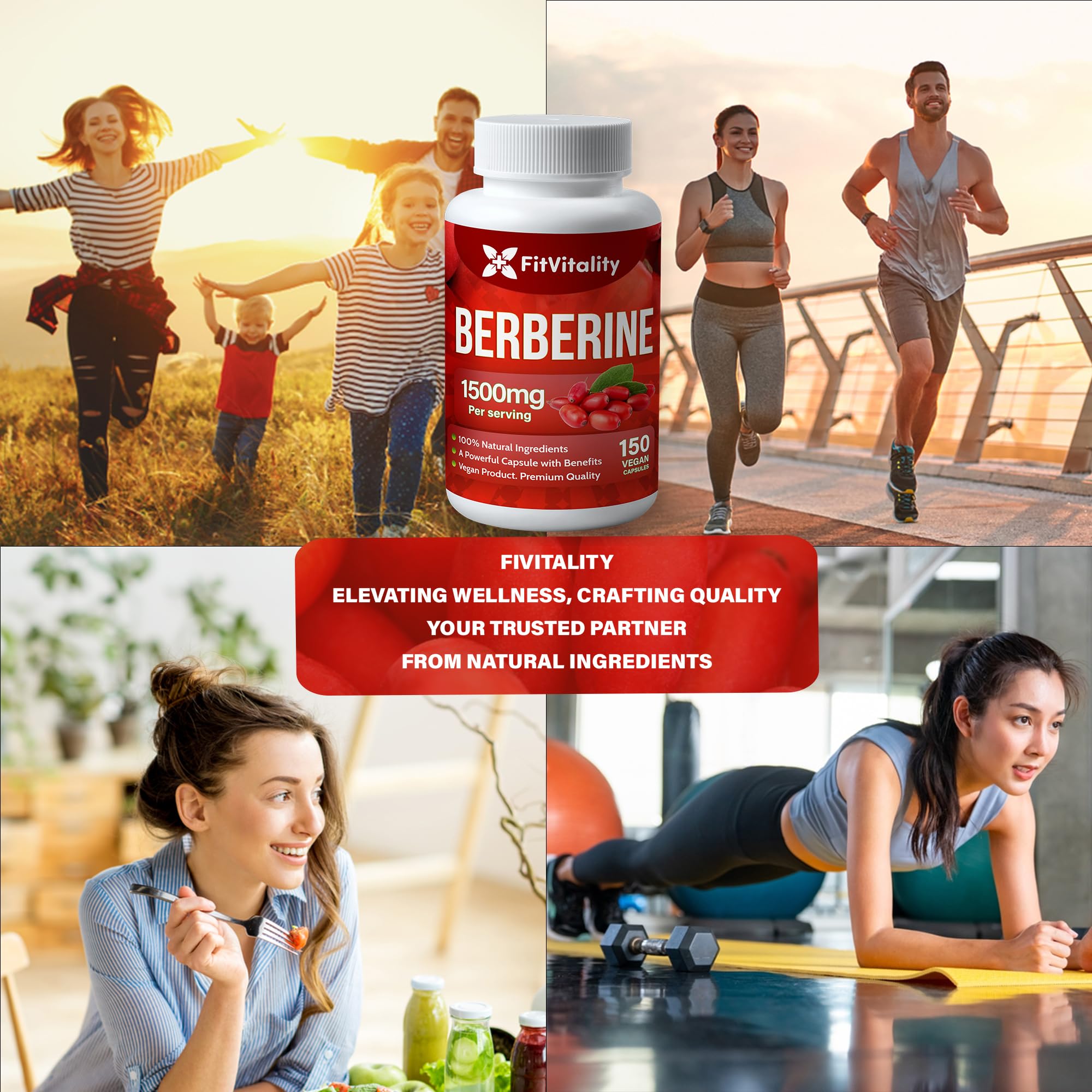 Premium Berberine Supplement, 1500mg Berberine Per Serving, 150 Capsules, 100% Pure, Support Immune System Function, Non-GMO, Gluten-Free