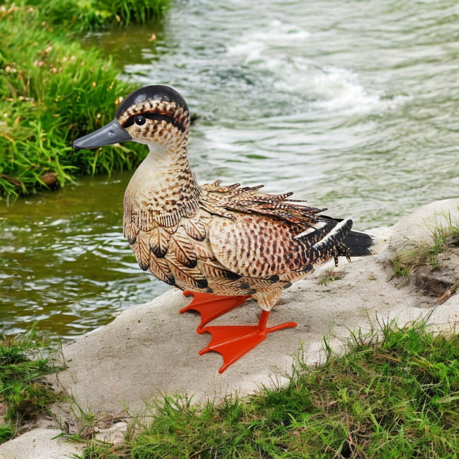Epsom Door Handle Metal Farmyard Female Duck – Handcrafted Rustic Duck Garden Ornament – Weather-Resistant Metal Duck Statue for Outdoor, Lawn, Pond & Patio Décor – Farmhouse Animal Sculpture