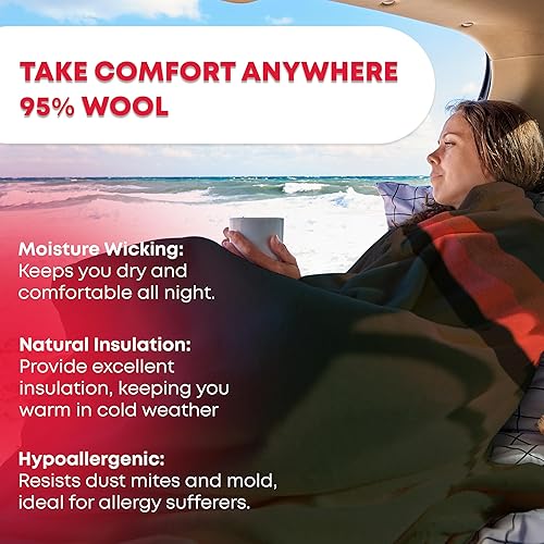 Miniatura 3 de Manta de lana militar Ever Ready First Aid - 95% lana, lavable, perfecta para exteriores, viajes, emergencias en el auto y en la naturaleza, 96" x