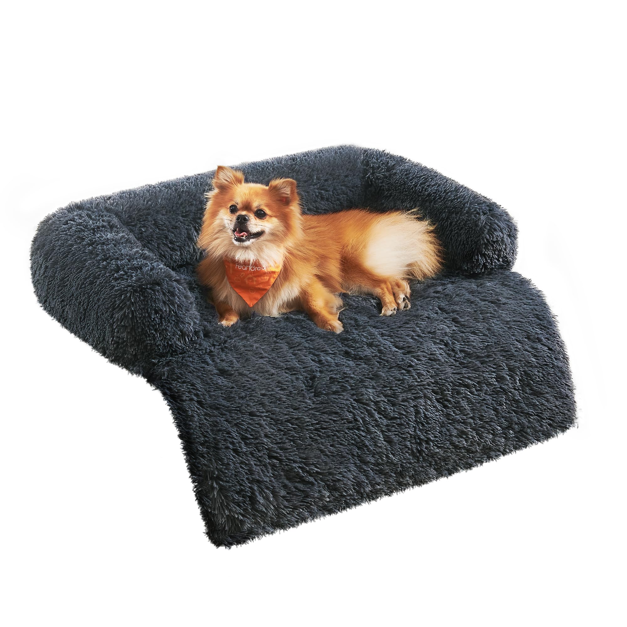Feandrea FluffyHug Hundebett Plüsch, Hundedecke Sofa, Sofaschutz Hund, Hundekissen, Größe M, für kleine und mittelgroße Hunde, 80 x 75 x 16 cm, dunkelgrau PGW221G02