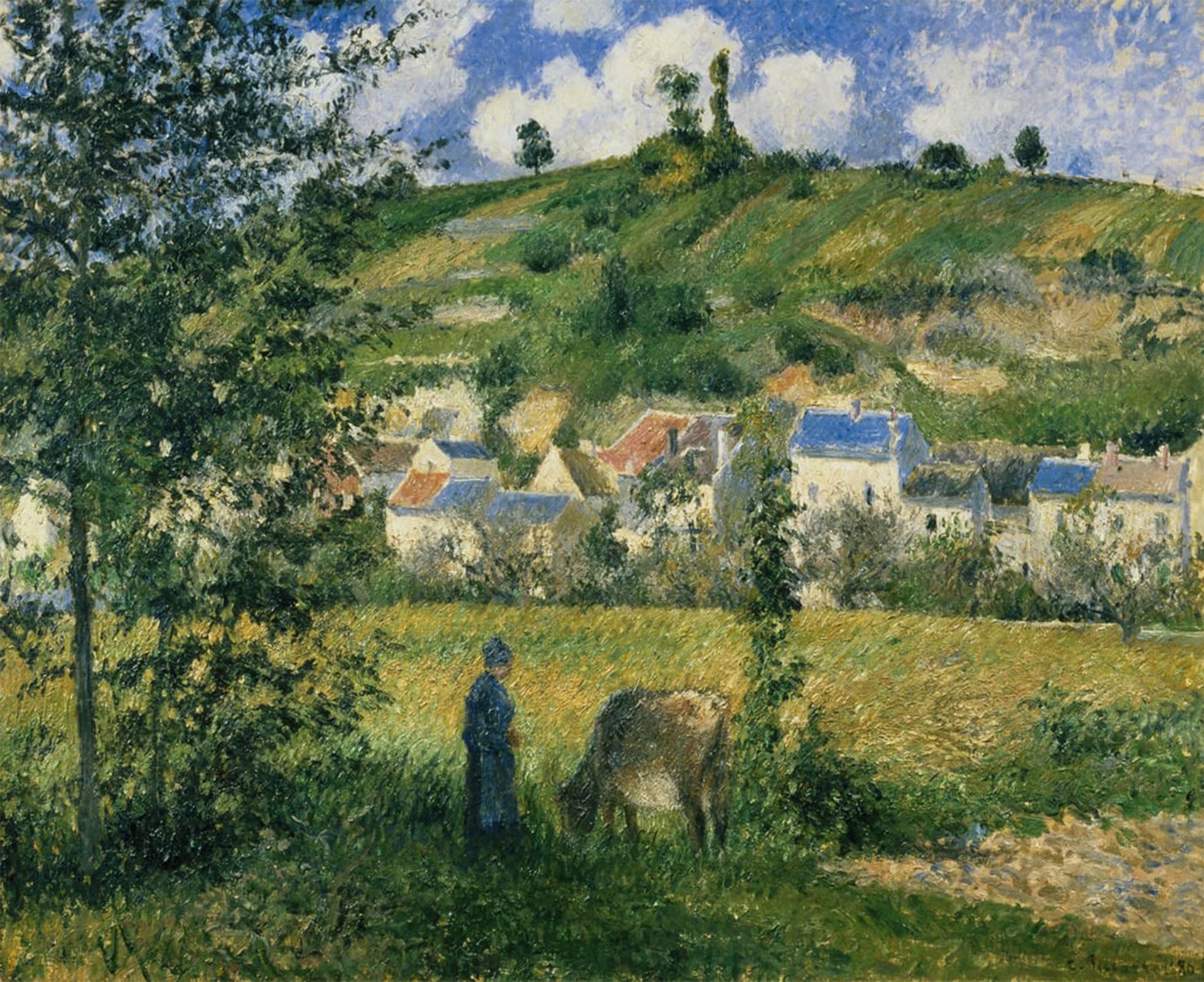 SERENDIPITP Vintage Wall Art Canvas Nordic Poster Canvas Print Picture Landscape At Chaponval by Camille Jacob Pissarro Wall Art Poster for Home Decor 60x90cm