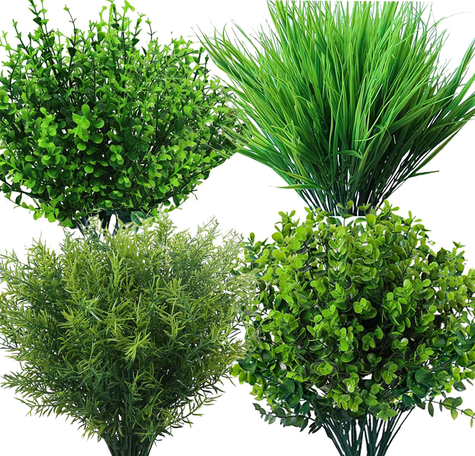 Toprooms 12 Bundles Artificial Flowers,Artificial Plants Outdoor UV Resistant Shrubs Plants for Hanging Planter Faux Plants Home Garden Wedding Porch Window Decor (Artificial plants outdoor green)