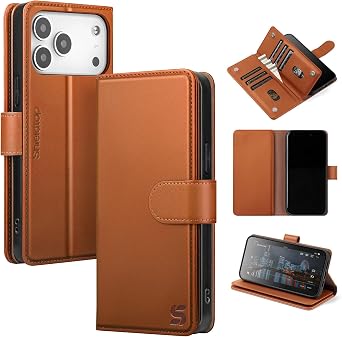 Shieldtop for iPhone 17 Pro Max Wallet Case with Card Holder,Light Brown | Magnetic Clasp,RFID Blocking,PU Leather,Flip Folio Shockproof Phone Cover,with Credit Card Slots & Kickstand for Men & Women