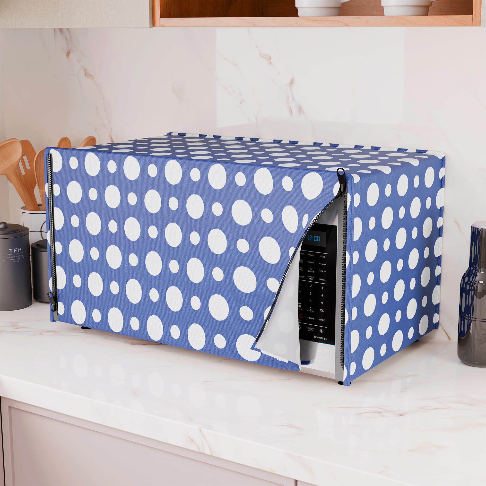 Heart Home 23 Ltr PVC Microwave Oven Cover for Kitchen | Microwave/Oven/Otg Cover - Protects from Spills, Stains & Scratches | Dot Print - Blue-image-13