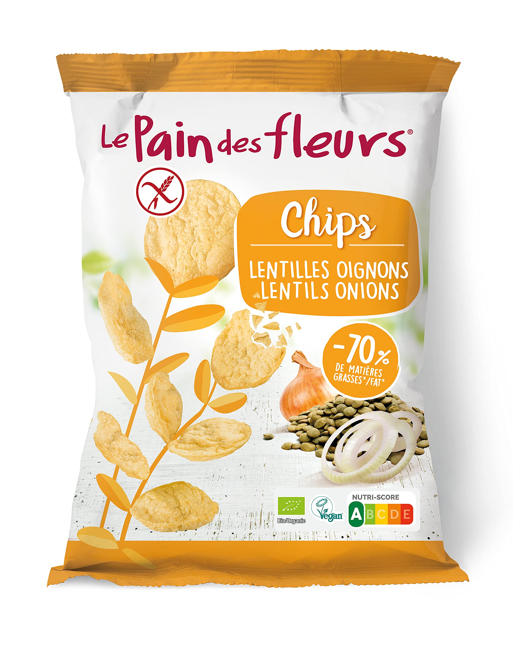 LEPAINDESFLEURS CHIPS DE LENTEJAS con cebolla – peut être utilisé régulièrement selon les besoins individuels, produit multifonction à large champ d'application, poids 50 g et facilite la prise en cha