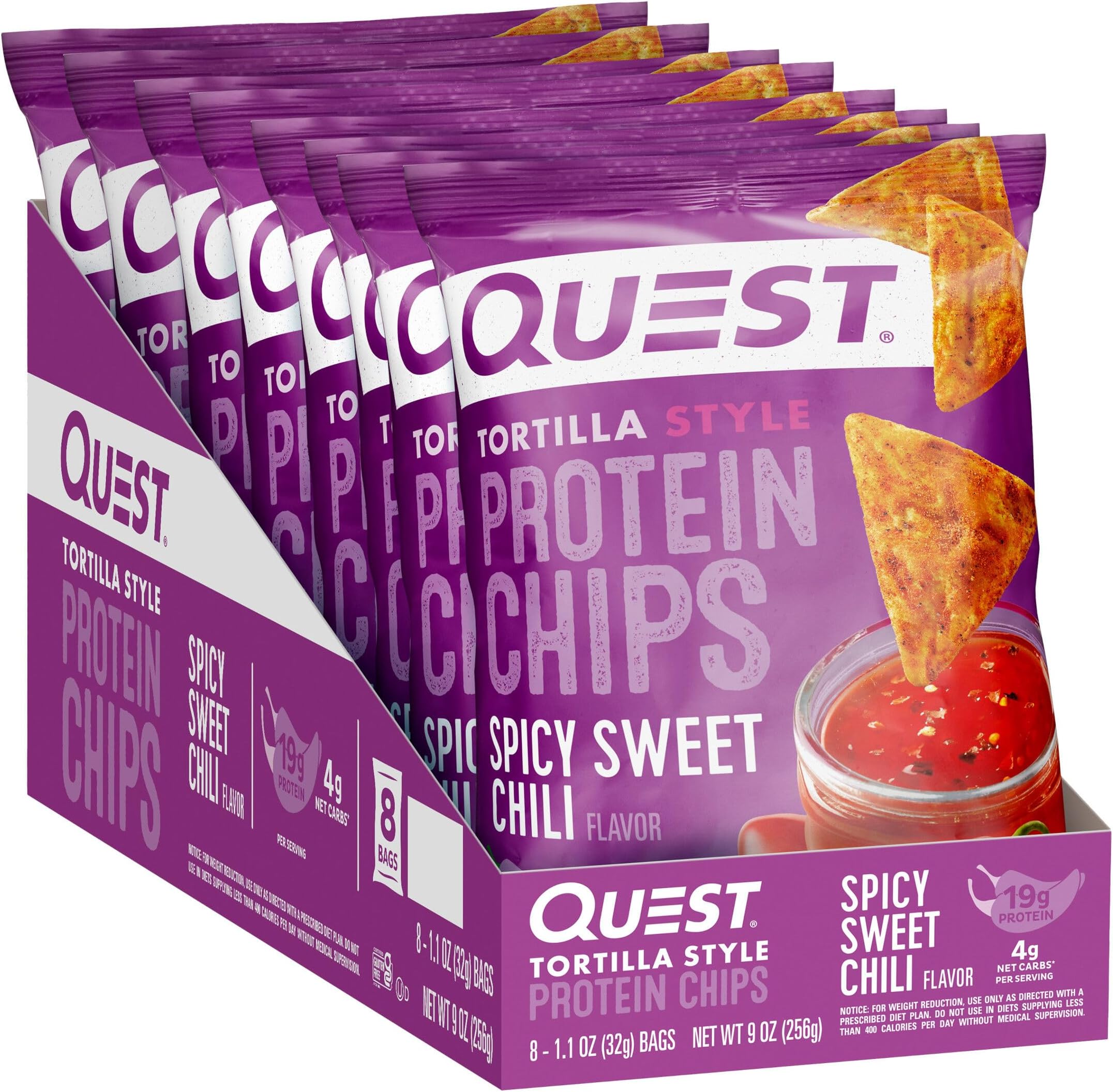 Quest Tortilla Style Protein Chips - Spicy Sweet Chili (8 Bags)