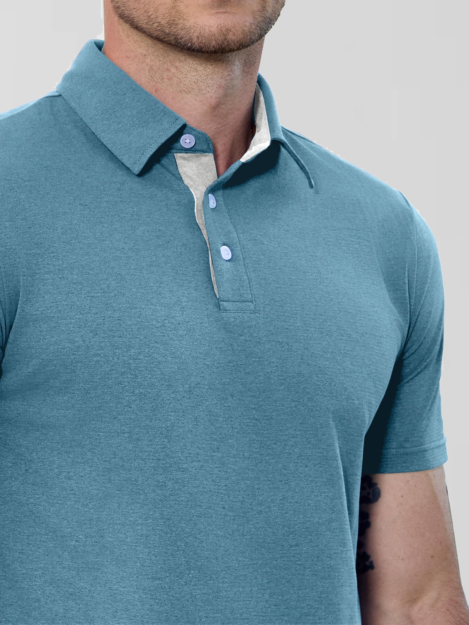 JEMLDL Golf Polo Shirts for Men Dry Fit Summer Short Sleeve Slim Fit Performance Moisture Wicking Casual Collared Polo Shirt — view 3