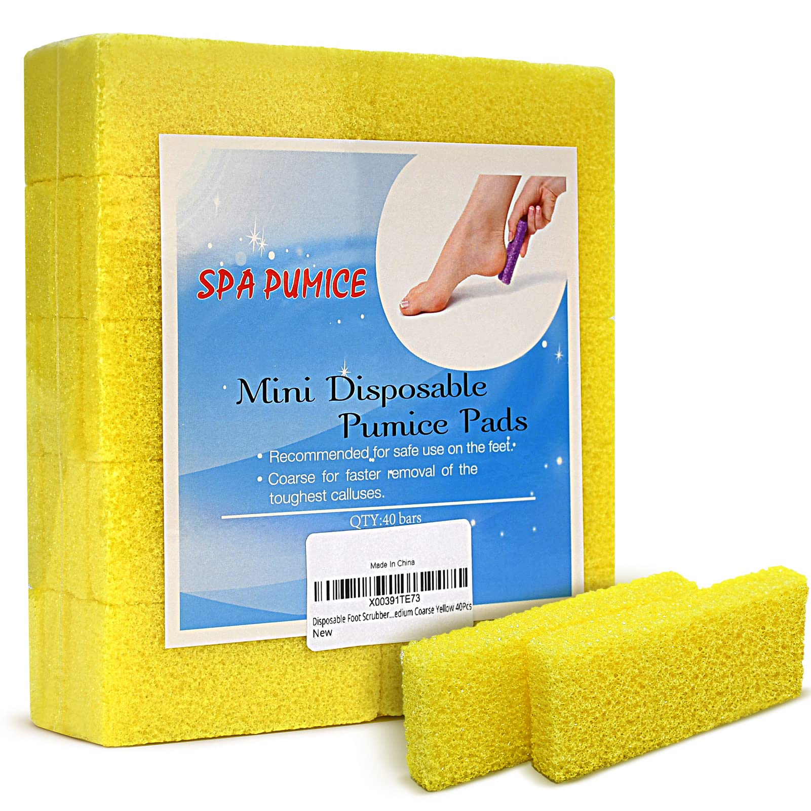 SALVMARY Disposable Pumice Stone for Feet Hard Skin Callus Remover Foot Scrubber Yellow 40 Pcs, 40 count (Pack of 1) - Image 2