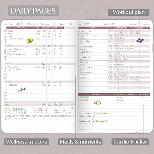 Miniatura 3 de Legend Fitness & Food Journal - Agenda de nutrición y entrenamiento con calendario de ejercicios y rastreador de nutrientes, libro de registro de