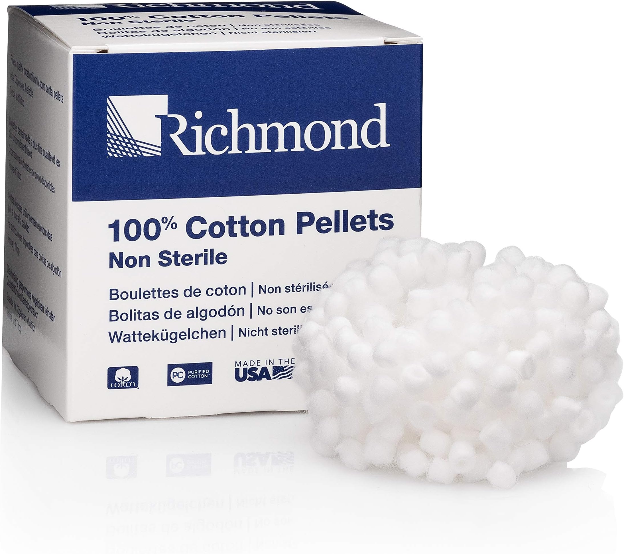 Richmond Dental & Medical 100108 Cotton Pellets, Size 3 (5/32" Diameter)