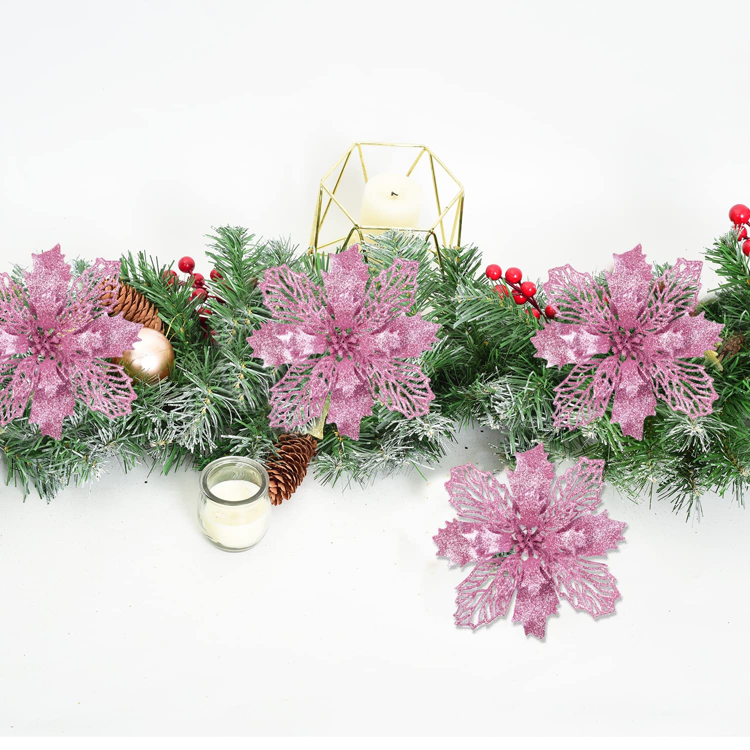 クリスマス　ポインセチア　造花　グリッター Amazon｜DearHouse クリスマスポインセチアの花 20本入り 造花