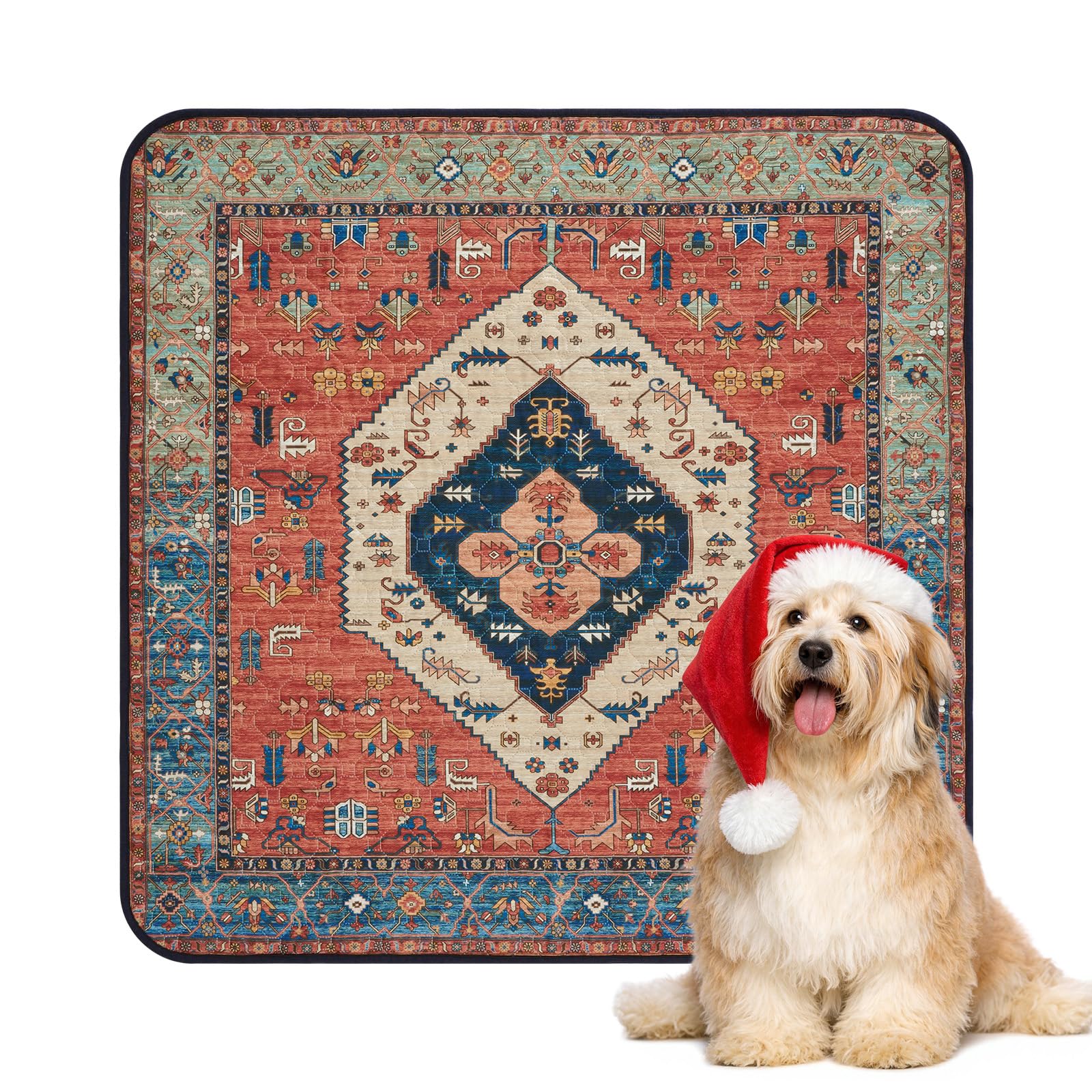 Lahome Extra-Large Washable Dog Pee Pads (72"x72") - Super Absorbent &amp; Waterproof - Leakproof Reusable Mat for Playpens, Beds &amp; Whelping , Convenient Cleanup,Red